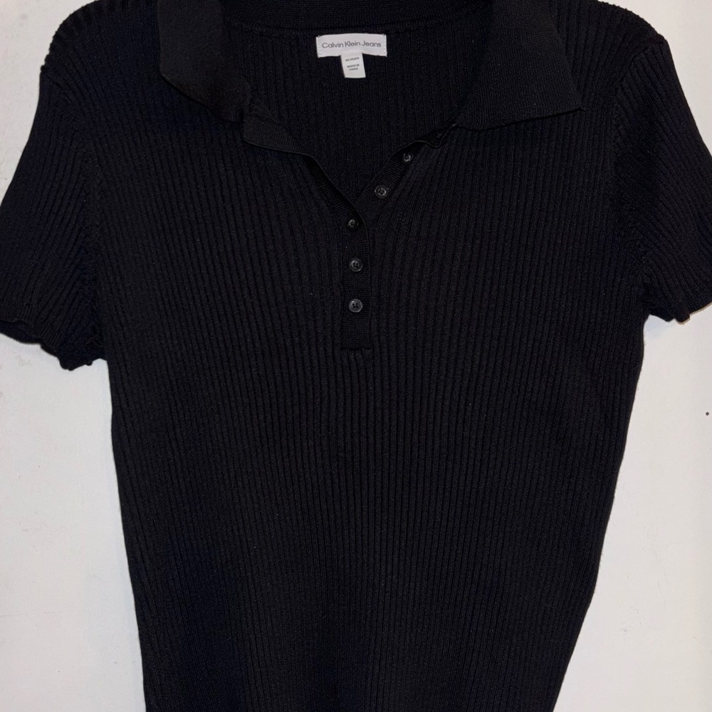 Calvin Klein Women's Black Button Collared Shirt
